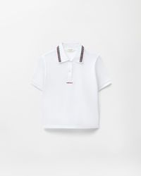 Versace - Embroidered-Logo Cotton Piqué Polo - Lyst