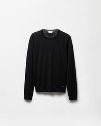 Versace - Embroidered Wool Knit Crewneck Sweater - Lyst