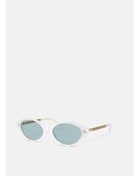 Versace - Tubular Greca Oval Sunglasses - Lyst