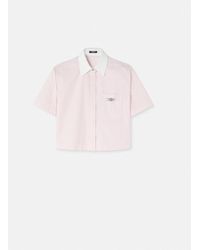 Versace - Oxford Striped Crop Shirt - Lyst