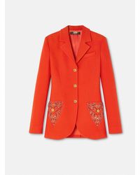 Versace - Blazer Clouté En Laine À Boutonnage Droit - Lyst