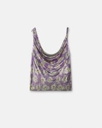 Versace - Poppies Metal Mesh Draped-Neck Top - Lyst
