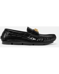 Versace - Medusa Leather Driver Shoes - Lyst