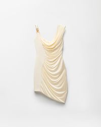 Versace - Envers-Satin Crêpe Draped Mini Dress - Lyst