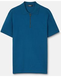 Versace - Embroidered Cotton-Piqué Half-Zip Polo - Lyst
