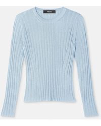 Versace - Ribbed Knit Viscose-Blend Crewneck Top - Lyst