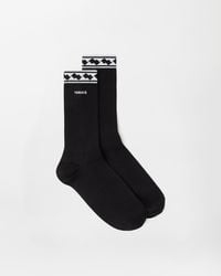 Versace - Embroidered-Logo Cotton Ribbed Socks - Lyst