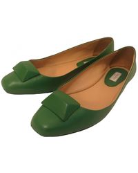 Max Mara Leather Ballet Flats - Green