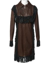 Chanel Cappotto in pelle marrone