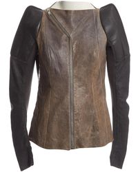 Rick Owens Giacca in pelle grigio \N