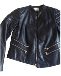 Sandro Black Leather Leather Jacket