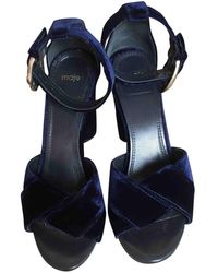 Maje Fall Winter 2018 Navy Velvet Sandals - Blue