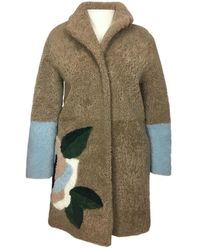 Sandro Fall Winter 2018 Beige Mongolian Lamb Coat - Natural