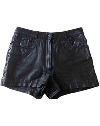 Maje Black Leather Shorts