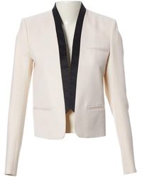 Balmain Jacke Wolle Ecru - Weiß