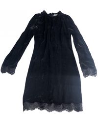 Sandro Samt Midi kleid - Schwarz