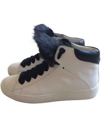 Moncler Baskets en Cuir Blanc