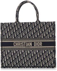 Dior Book Tote Navy Cloth Handbag - Blue