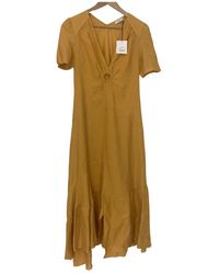 Sandro Spring Summer 2019 Leinen Midi kleid - Gelb