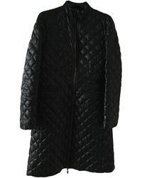 Moncler Mantel Long en Cuir Noir