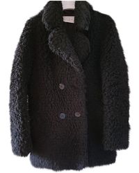 Sandro Black Faux Fur Coat