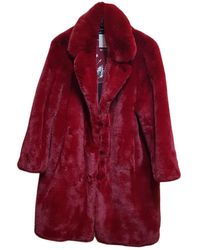 Sandro Fall Winter 2018 Burgundy Faux Fur Coat - Red
