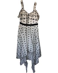 Self-Portrait Seide Midi kleid - Weiß