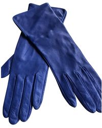 Burberry Leather Long Gloves - Blue