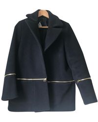 Sandro Navy Wool Coats - Black