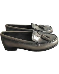 Maje Khaki Leather Flats - Natural