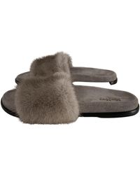 Max Mara Mink Mules - Grey