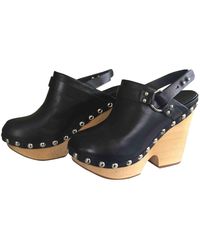 Moncler Sabots en Cuir Noir