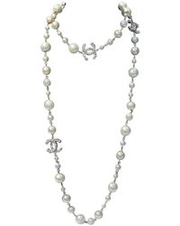 Chanel Collar CC de Perlas - Blanco