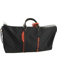 Louis Vuitton Keepall Leinen Reise Tasche - Grau