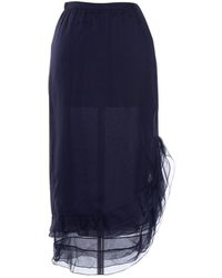 Valentino \n Navy Silk Skirt - Blue