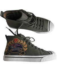 Burberry Khaki Cloth Trainers - Multicolour