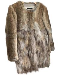 Maje Beige Rabbit Coat - Natural