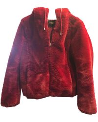 Maje Red Faux Fur Jacket