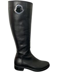 Moncler Bottes en Cuir Noir