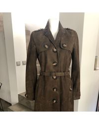 Burberry Abrigo en ante marrón