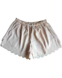 Maje Beige Polyester Shorts - Natural