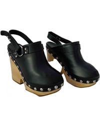 Moncler Sabots en cuir - Noir