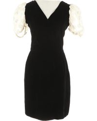 Valentino Samt Midi Kleid - Schwarz