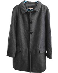 Sandro Anthracite Wool Coats - Multicolour