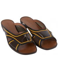 Marni Leder Pantoffeln - Braun