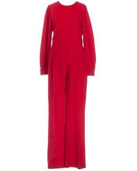 Valentino \n Red Silk Jumpsuits
