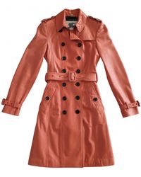 Burberry Leather Trench Coat - Orange