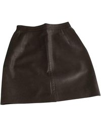 Burberry Leather Mini Skirt - Brown