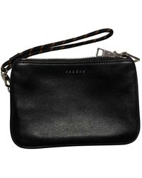 Sandro Black Leather Clutch Bag
