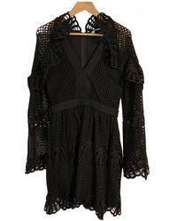 Self-Portrait Wolle Midi kleid - Schwarz